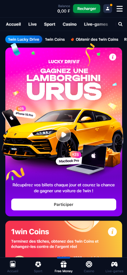 Les bonus et les promotions sont disponibles pour les utilisateurs du Togo dans l'application 1win