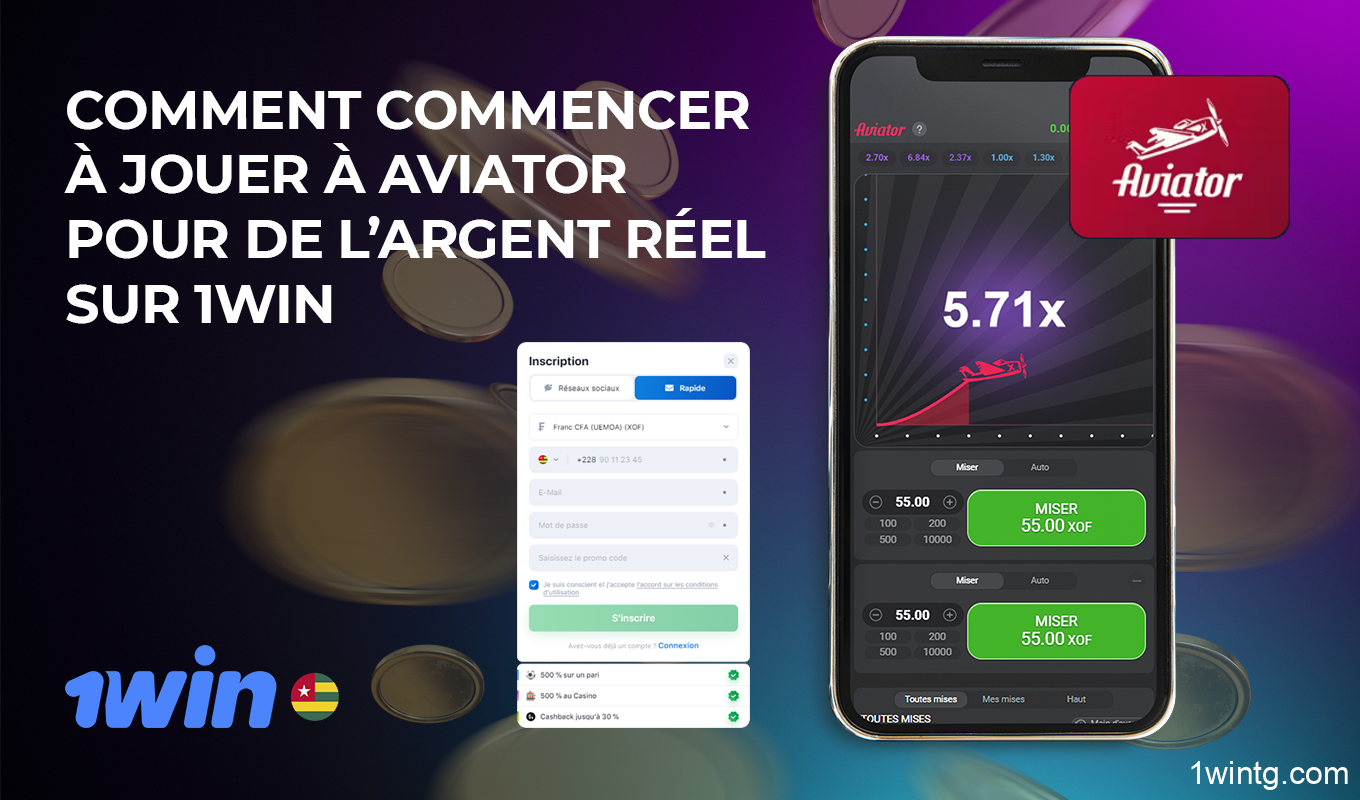 Pour jouer à Aviator avec de l'argent réel, vous devez effectuer quelques opérations simples sur la plateforme 1win