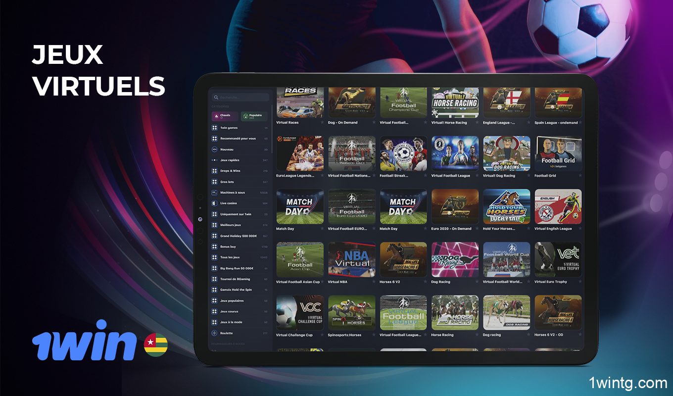 La plateforme 1win propose des paris sur des sports virtuels aux utilisateurs togolais